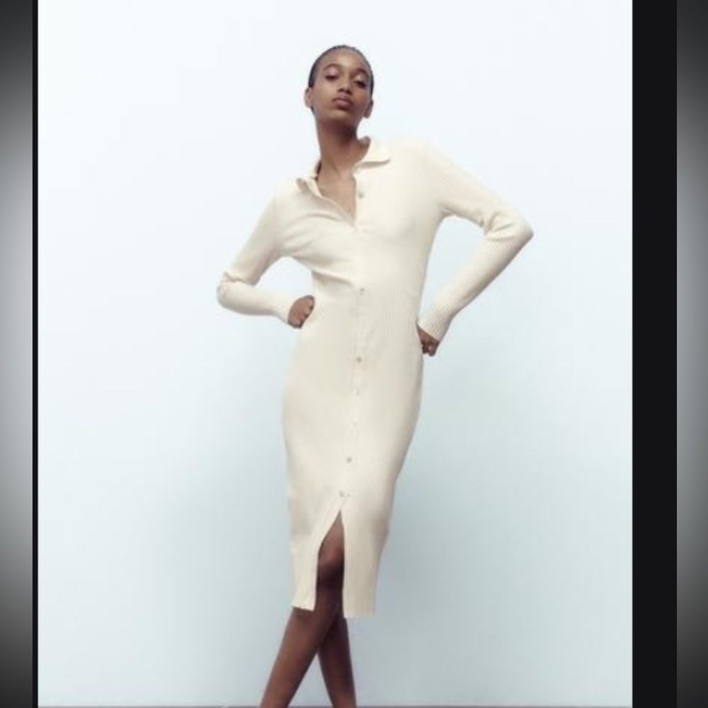 Zara Ribbed Knit Midi Dress